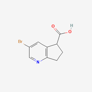 molecular formula C9H8BrNO2 B12992494 3-Bromo-6,7-dihydro-5H-cyclopenta[b]pyridine-5-carboxylic acid 