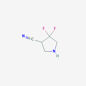 molecular formula C5H6F2N2 B12992516 4,4-Difluoropyrrolidine-3-carbonitrile 