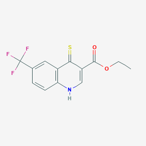 molecular formula C13H10F3NO2S B12992593 Ethyl 4-thioxo-6-(trifluoromethyl)-1,4-dihydroquinoline-3-carboxylate 