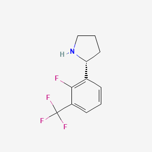 molecular formula C11H11F4N B12992679 (R)-2-(2-Fluoro-3-(trifluoromethyl)phenyl)pyrrolidine 