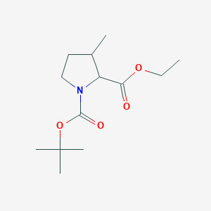 molecular formula C13H23NO4 B12992681 1-(tert-Butyl) 2-ethyl 3-methylpyrrolidine-1,2-dicarboxylate 