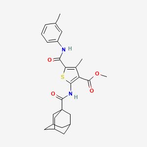 molecular formula C26H30N2O4S B12992692 Methyl 2-(adamantane-1-carboxamido)-4-methyl-5-(m-tolylcarbamoyl)thiophene-3-carboxylate 