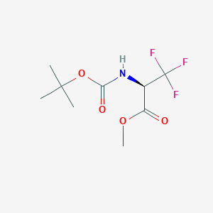 molecular formula C9H14F3NO4 B12992725 Methyl-N-(tert-butoxycarbonyl)-3,3,3-trifluoroalaninate 