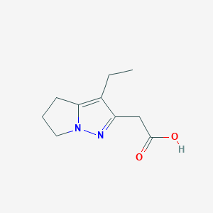 molecular formula C10H14N2O2 B12992744 2-(3-Ethyl-5,6-dihydro-4H-pyrrolo[1,2-b]pyrazol-2-yl)acetic acid 