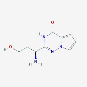 molecular formula C9H12N4O2 B12992759 (S)-2-(1-Amino-3-hydroxypropyl)pyrrolo[2,1-f][1,2,4]triazin-4(1H)-one 