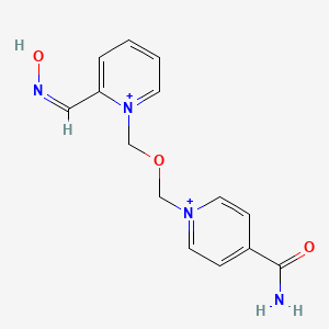 molecular formula C14H16N4O3+2 B12992760 (Z)-1-(((4-Carbamoylpyridin-1-ium-1-yl)methoxy)methyl)-2-((hydroxyimino)methyl)pyridin-1-ium 