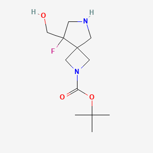 molecular formula C12H21FN2O3 B12992780 tert-Butyl 8-fluoro-8-(hydroxymethyl)-2,6-diazaspiro[3.4]octane-2-carboxylate 