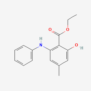 molecular formula C16H17NO3 B12992792 2,4-Cresotic acid, 6-anilino-, ethyl ester CAS No. 15316-63-9