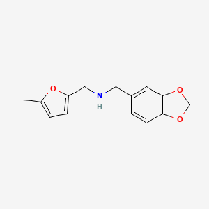 molecular formula C14H15NO3 B1299282 Benzo[1,3]dioxol-5-ylmethyl-(5-methyl-furan-2-ylmethyl)-amine CAS No. 626208-65-9