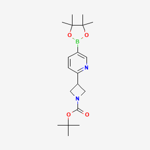 molecular formula C19H29BN2O4 B12992821 Tert-butyl 3-(5-(4,4,5,5-tetramethyl-1,3,2-dioxaborolan-2-yl)pyridin-2-yl)azetidine-1-carboxylate 