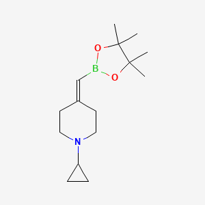 molecular formula C15H26BNO2 B12992845 1-Cyclopropyl-4-((4,4,5,5-tetramethyl-1,3,2-dioxaborolan-2-yl)methylene)piperidine 