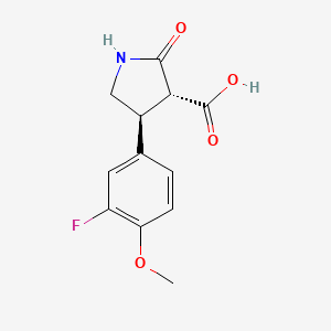 molecular formula C12H12FNO4 B12992876 Rel-(3R,4S)-4-(3-fluoro-4-methoxyphenyl)-2-oxopyrrolidine-3-carboxylic acid 