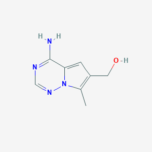 molecular formula C8H10N4O B12992921 (4-Amino-7-methylpyrrolo[2,1-f][1,2,4]triazin-6-yl)methanol 