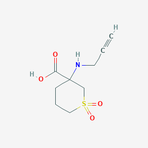 molecular formula C9H13NO4S B12992935 1,1-dioxo-3-(prop-2-ynylamino)thiane-3-carboxylic acid 