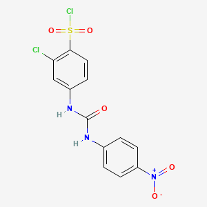 molecular formula C13H9Cl2N3O5S B12992942 2-Chloro-4-[3-(4-nitrophenyl)-ureido]benzenesulfonyl chloride 