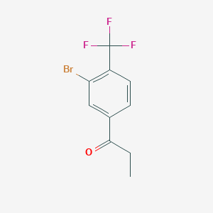 molecular formula C10H8BrF3O B12993037 1-(3-Bromo-4-(trifluoromethyl)phenyl)propan-1-one 