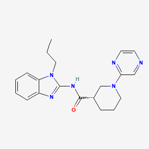 molecular formula C20H24N6O B12993074 (s)-N-(1-propyl-1h-benzo[d]imidazol-2-yl)-1-(pyrazin-2-yl)piperidine-3-carboxamide 