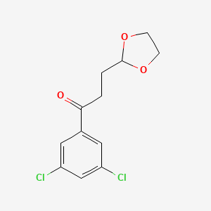 molecular formula C12H12Cl2O3 B12993152 1-(3,5-Dichlorophenyl)-3-(1,3-dioxolan-2-yl)propan-1-one 