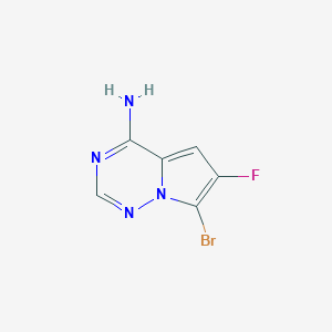 molecular formula C6H4BrFN4 B12993204 7-Bromo-6-fluoropyrrolo[2,1-f][1,2,4]triazin-4-amine 