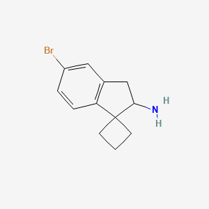 molecular formula C12H14BrN B12993240 5'-Bromo-2',3'-dihydrospiro[cyclobutane-1,1'-inden]-2'-amine 