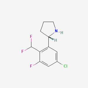 molecular formula C11H11ClF3N B12993310 (S)-2-(5-Chloro-2-(difluoromethyl)-3-fluorophenyl)pyrrolidine 