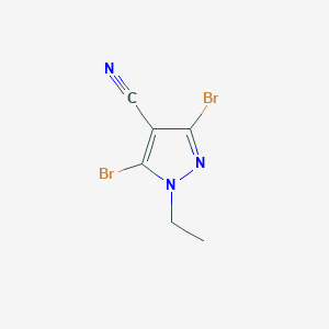 molecular formula C6H5Br2N3 B12993393 3,5-Dibromo-1-ethyl-1H-pyrazole-4-carbonitrile 