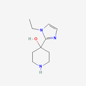 molecular formula C10H17N3O B12993442 4-(1-ethyl-1H-imidazol-2-yl)piperidin-4-ol 