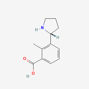 molecular formula C12H15NO2 B12993501 (R)-2-Methyl-3-(pyrrolidin-2-yl)benzoic acid 