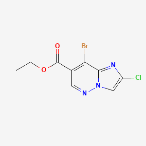 molecular formula C9H7BrClN3O2 B12993503 Ethyl 8-bromo-2-chloroimidazo[1,2-b]pyridazine-7-carboxylate 