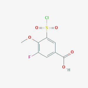 molecular formula C8H6ClFO5S B12993527 3-(Chlorosulfonyl)-5-fluoro-4-methoxybenzoic acid 