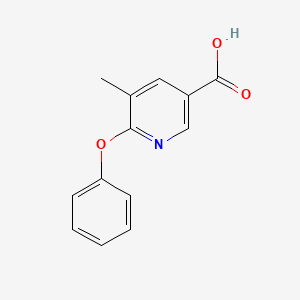 molecular formula C13H11NO3 B12993597 5-Methyl-6-phenoxynicotinic acid 