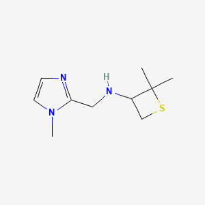 molecular formula C10H17N3S B12993599 2,2-Dimethyl-N-((1-methyl-1H-imidazol-2-yl)methyl)thietan-3-amine 