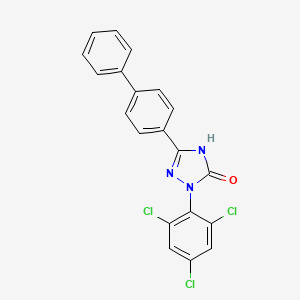 molecular formula C20H12Cl3N3O B12993606 5-([1,1'-Biphenyl]-4-yl)-2-(2,4,6-trichlorophenyl)-1H-1,2,4-triazol-3(2H)-one 