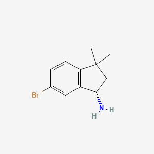 molecular formula C11H14BrN B12993621 (S)-6-Bromo-3,3-dimethyl-2,3-dihydro-1H-inden-1-amine 