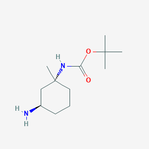 molecular formula C12H24N2O2 B12993630 Rel-tert-butyl ((1R,3R)-3-amino-1-methylcyclohexyl)carbamate 