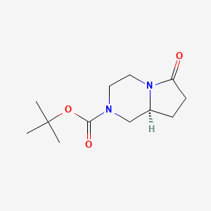 molecular formula C12H20N2O3 B12993633 tert-Butyl (S)-6-oxohexahydropyrrolo[1,2-a]pyrazine-2(1H)-carboxylate 