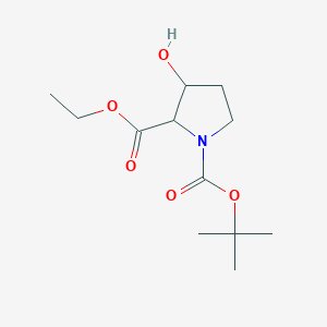 molecular formula C12H21NO5 B12993639 1-(tert-Butyl) 2-ethyl 3-hydroxypyrrolidine-1,2-dicarboxylate 