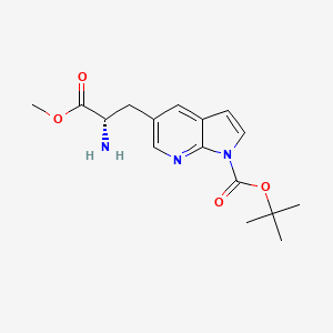 molecular formula C16H21N3O4 B12993657 tert-Butyl (S)-5-(2-amino-3-methoxy-3-oxopropyl)-1H-pyrrolo[2,3-b]pyridine-1-carboxylate 