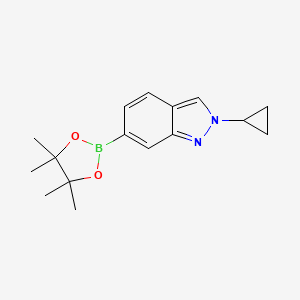 molecular formula C16H21BN2O2 B12993747 2-Cyclopropyl-6-(4,4,5,5-tetramethyl-1,3,2-dioxaborolan-2-yl)-2H-indazole 