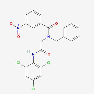 molecular formula C22H16Cl3N3O4 B12993771 N-Benzyl-3-nitro-N-[(2,4,6-trichloro-phenylcarbamoyl)-methyl]-benzamide 