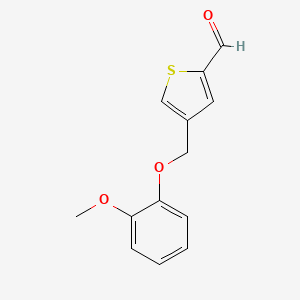 molecular formula C13H12O3S B12993878 4-((2-Methoxyphenoxy)methyl)thiophene-2-carbaldehyde 