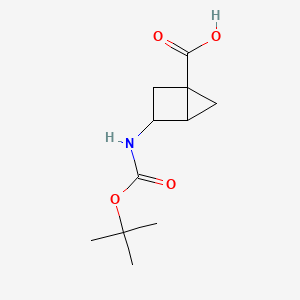 molecular formula C11H17NO4 B12993904 3-((tert-Butoxycarbonyl)amino)bicyclo[2.1.0]pentane-1-carboxylic acid 