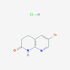 molecular formula C8H8BrClN2O B12993909 6-Bromo-4,8-dihydro-1,8-naphthyridin-2(3H)-one hydrochloride 