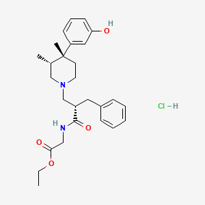 molecular formula C27H37ClN2O4 B12993921 Ethyl 2-((S)-2-benzyl-3-((3R,4R)-4-(3-hydroxyphenyl)-3,4-dimethylpiperidin-1-yl)propanamido)acetate hydrochloride 