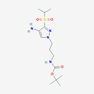 molecular formula C14H26N4O4S B12993926 tert-Butyl (3-(4-amino-3-(isopropylsulfonyl)-1H-pyrazol-1-yl)propyl)carbamate 