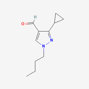 molecular formula C11H16N2O B12993942 1-Butyl-3-cyclopropyl-1H-pyrazole-4-carbaldehyde 