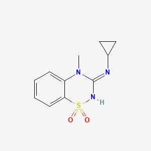 molecular formula C11H13N3O2S B12994043 3-(Cyclopropylamino)-4-methyl-4H-benzo[e][1,2,4]thiadiazine 1,1-dioxide 