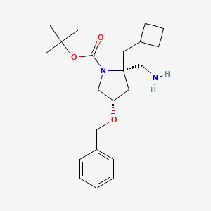 molecular formula C22H34N2O3 B12994079 tert-Butyl (2S,4S)-2-(aminomethyl)-4-(benzyloxy)-2-(cyclobutylmethyl)pyrrolidine-1-carboxylate 