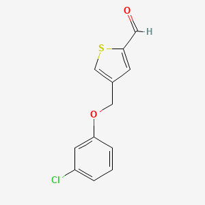 molecular formula C12H9ClO2S B12994115 4-((3-Chlorophenoxy)methyl)thiophene-2-carbaldehyde 