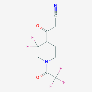 molecular formula C10H9F5N2O2 B12994143 3-[3,3-Difluoro-1-(trifluoroacetyl)piperidin-4-yl]-3-oxopropanenitrile CAS No. 1638771-64-8